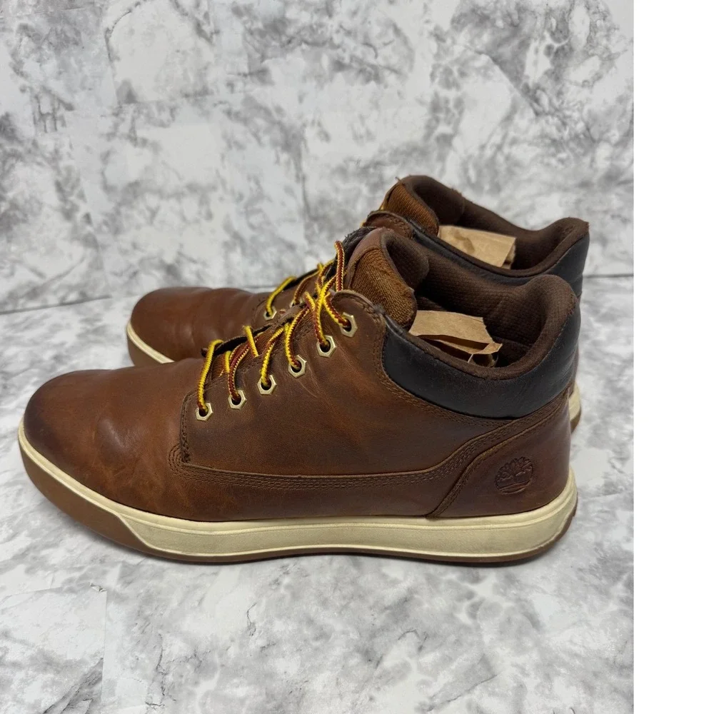 Timberland Davis Square Chukka Brown Leather Boots Mens 11 A17P3 Mid Top Sneaker